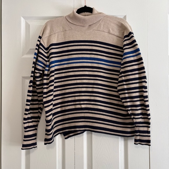 RAG & BONE Ann Striped Turtleneck Sweater Cotton Cashmere Knit Top XS Oversized - Picture 3 of 14